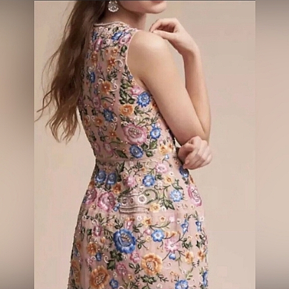 Needle & Thread fully beaded embroidered floral sleeveless shift mini dress 2 - Picture 5 of 13